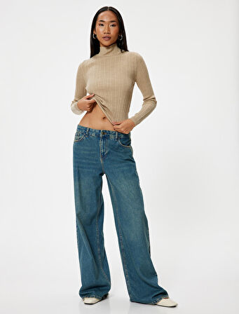 Basic Triko Boğazlı Kazak Uzun Kollu Dokulu