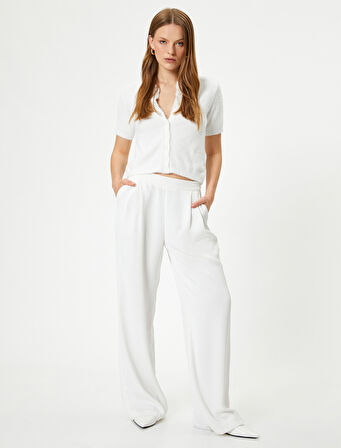 Peluş Hırka Düğmeli Kısa Kollu Bisiklet Yaka