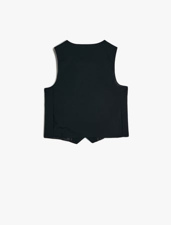Düğmeli V Yaka Blazer Okul Yeleği