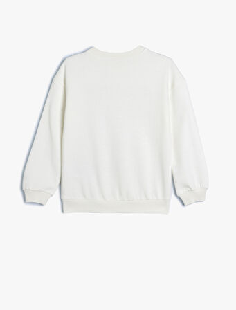 Sweatshirt Unicorn Baskılı Uzun Kollu Bisiklet Yaka Pamuklu