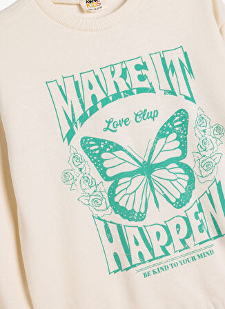 Koton Baskılı Kız Çocuk Bej Sweatshırt 5WKG10173AK