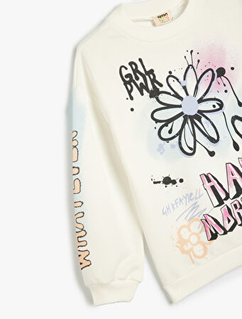 Sweatshirt Grafiti Temalı Bisiklet Yaka Uzun Kollu 