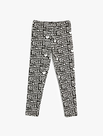 Tayt Baskılı Beli Lastikli Pamuklu