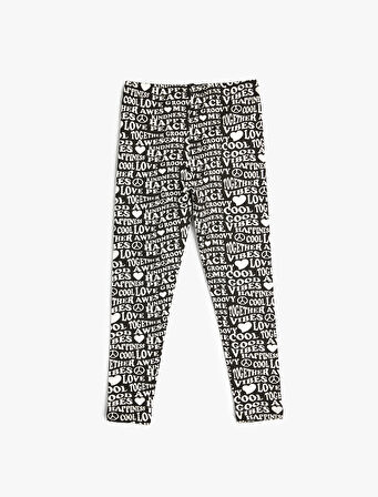 Tayt Baskılı Beli Lastikli Pamuklu