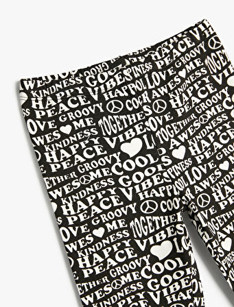 Tayt Baskılı Beli Lastikli Pamuklu