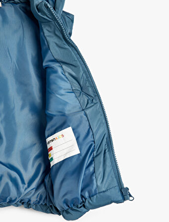 Cep Detaylı Fermuarlı Mevsimlik Kapşonlu Şişme Yelek