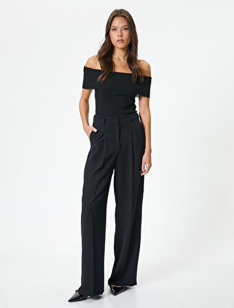 Madonna Yaka Kazak Triko Fitilli Kısa Kollu