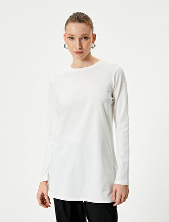 Basic Uzun Kollu Tişört Bisiklet Yaka Pamuklu