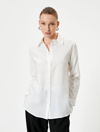 Uzun Kollu Gömlek Çift Kapaklı Cep Detaylı Klasik Yaka Viskoz Kumaş