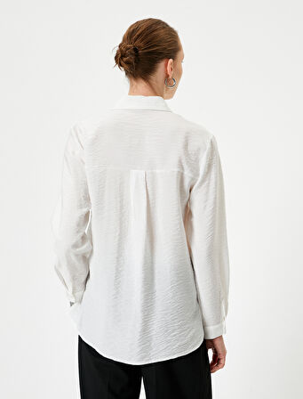 Uzun Kollu Gömlek Çift Kapaklı Cep Detaylı Klasik Yaka Viskoz Kumaş