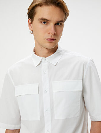 Kısa Kollu Gömlek Cep Detaylı Düğmeli