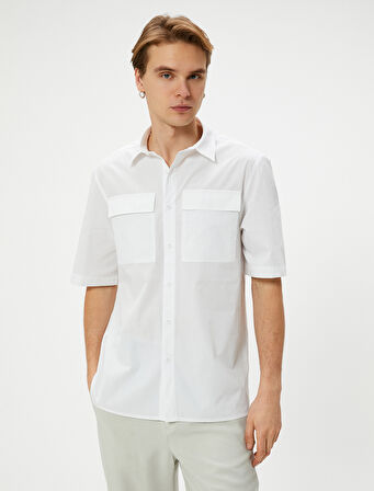 Kısa Kollu Gömlek Cep Detaylı Düğmeli