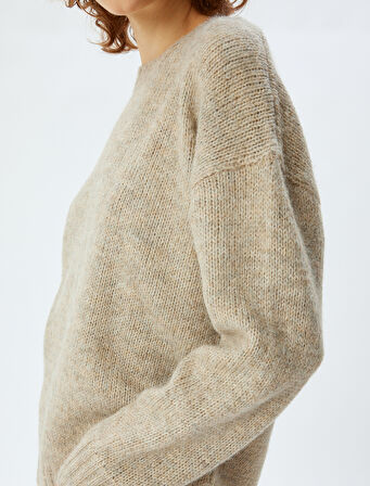 Basic Triko Tunik Bisiklet Yaka Uzun Kollu