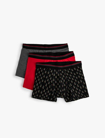 3'lü Boxer Seti Baskılı Çok Renkli
