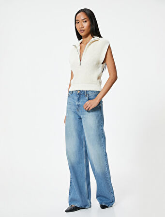 Fermuarlı Süveter Dik Yaka