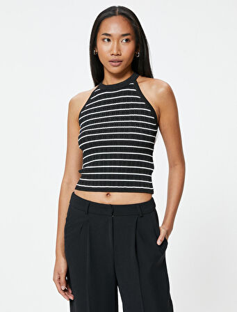 Halter Yaka Triko Üst