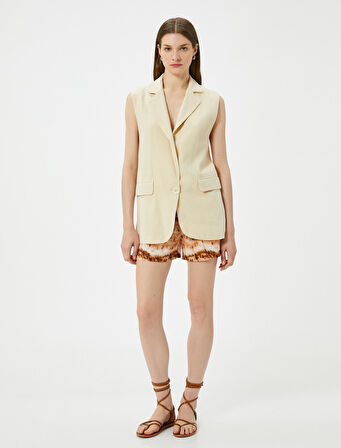 Kemer Detaylı Şort Cepli Viskon Karışımlı