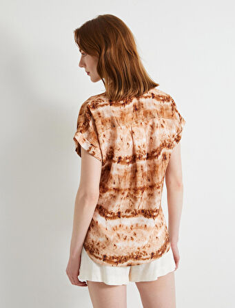 Kısa Kollu Gömlek Düğmeli Regular Fit Viskon