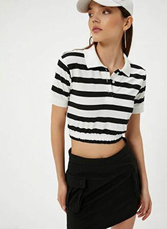 Koton Polo Yaka Ekru Kadın T-Shirt 4SAL10809IK