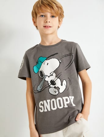 Snoopy Tişört Lisanslı Kısa Kollu Bisiklet Yaka Pamuklu