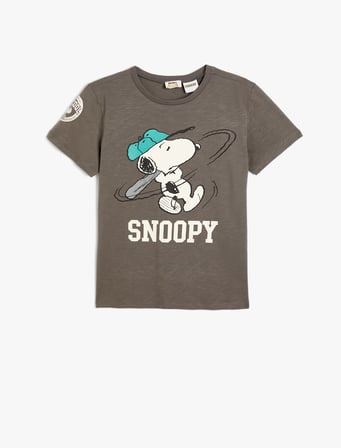 Snoopy Tişört Lisanslı Kısa Kollu Bisiklet Yaka Pamuklu