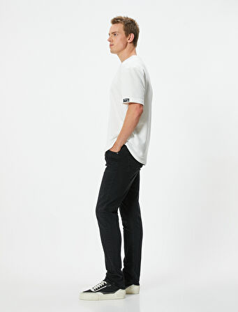 Slim Fit Standart Bel Düğmeli Pamuklu Kot Pantolon - Brad Jean