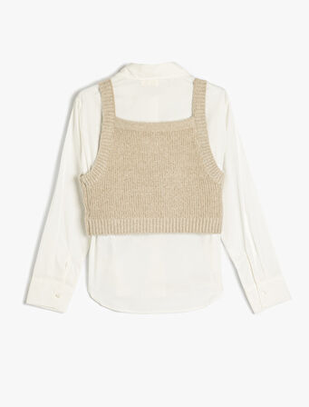 Süveter Detaylı Uzun Kollu Gömlek