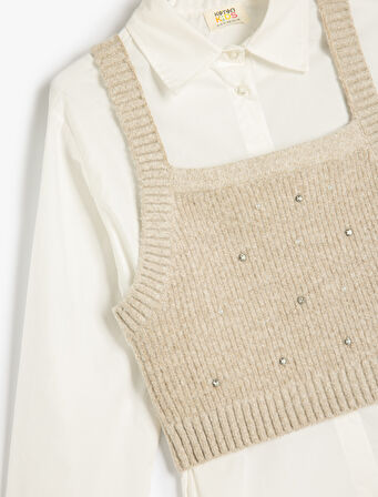 Süveter Detaylı Uzun Kollu Gömlek