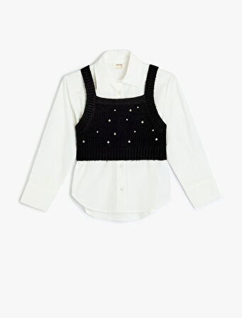 Süveter Detaylı Uzun Kollu Gömlek 