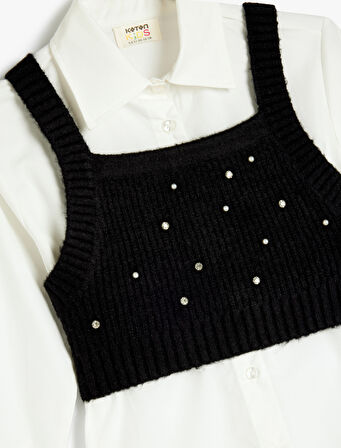 Süveter Detaylı Uzun Kollu Gömlek 