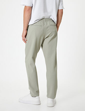 Slim Fit Pantolon Bel Detaylı Cepli Pamuk Karışımlı