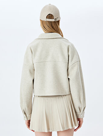 Gömlek Yaka Çıtçıt Düğmeli Cep Detaylı Dokulu Shacket