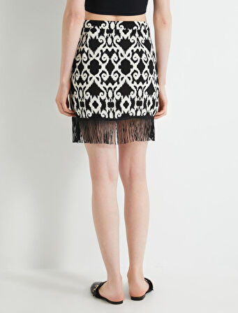 Mini Etek Normal Bel Püskül Detaylı Viskon