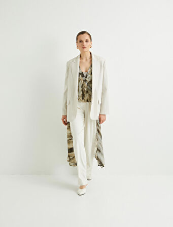 Oversize Blazer Ceket Tek Düğmeli Kapaklı Cepli