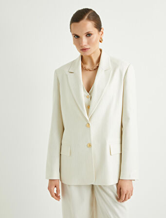 Blazer Ceket Düğmeli Standart Kesim Sim Şerit Detaylı
