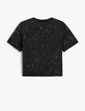 Tişört Unicorn Baskılı Kısa Kollu Bisiklet Yaka Pamuklu