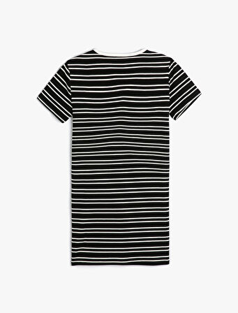 Elbise Kısa Kollu Bisiklet Yaka Ribanalı