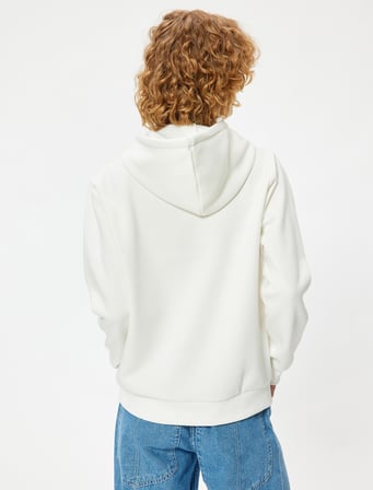 Oversize Kapüşonlu Sweatshirt Slogan Baskılı Kanguru Cepli Şardonlu