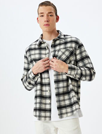 Oduncu Gömleği Uzun Kollu Cep Detaylı Pamuk Karışımlı