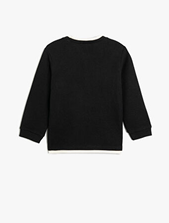 Basic Sweatshirt Bisiklet Yaka Uzun Kollu Dokulu