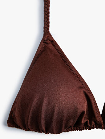 Parlak Üçgen İpli Bikini Üstü 