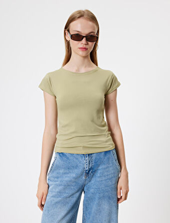 Basic Tişört Bisiklet Yaka Kısa Kap Kol Slim Fit