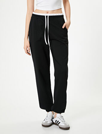 Jogger Eşofman Altı Çift Bel Detaylı Cepli Rahat Kalıp