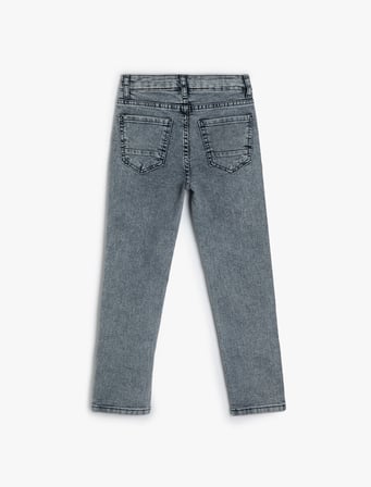 Kot Pantolon Ayarlanabilir Lastikli Pamuklu - Slim Jean