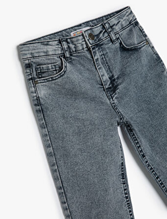 Kot Pantolon Ayarlanabilir Lastikli Pamuklu - Slim Jean