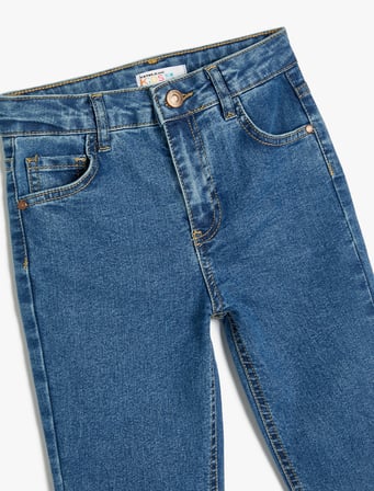 Normal Bel Dar Paça Kot Pantolon - Slim Jean