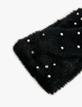 Peluş Saç Bandı İnci Detaylı