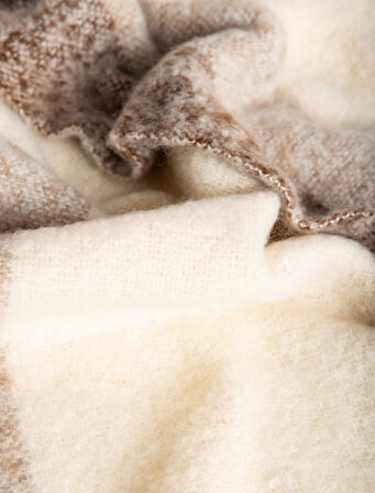 Uzun Atkı Püsküllü Renk Bloklu Yumuşak Dokulu