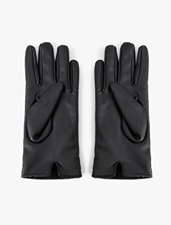 Suni Deri Eldiven Kapitoneli Zincir Detaylı