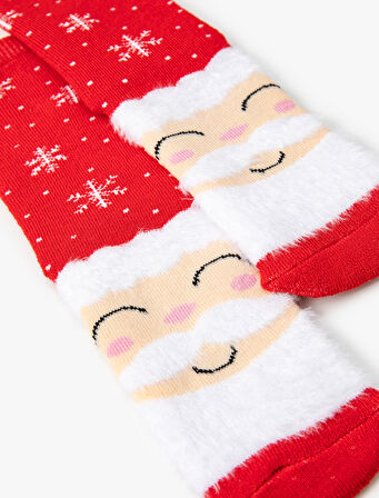 Yılbaşı Temalı Havlu Çorap Noel Baba Detaylı 